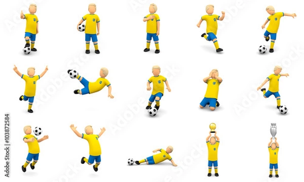 Obraz Schwedische Fußballer Set, 15 verschiedene Posen