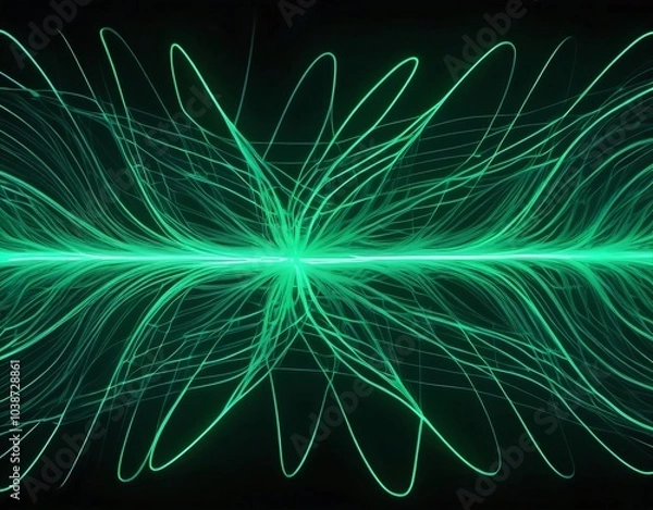 Fototapeta Green fluorescent light, abstract fractal background. Author Artist Nadia Russ.	