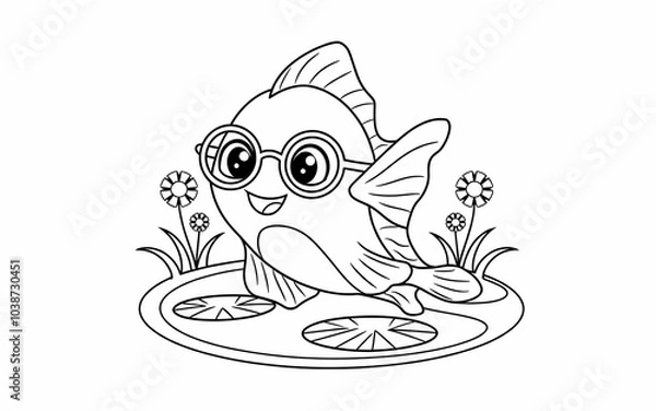 Fototapeta Coloring page design illustration design animal white and black design white background easy and clean design 