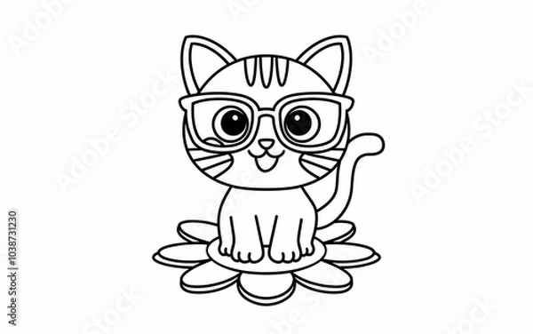 Obraz Cat coloring page design illustration and white and black design concept 