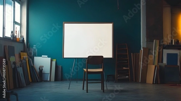 Fototapeta A Blank Canvas in an Empty Studio Space