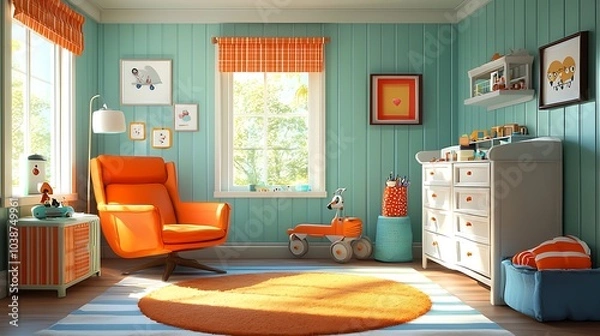 Fototapeta Cozy Childhood Memory in Vibrant Room