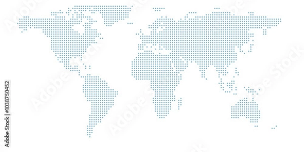 Fototapeta Dotted world map. The vector halftone circles that form the world map