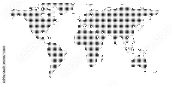 Fototapeta pixel dotted world map