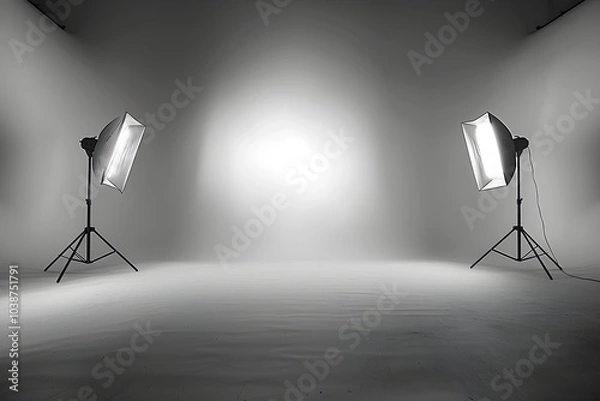 Obraz A black and white photo of two lights in a room