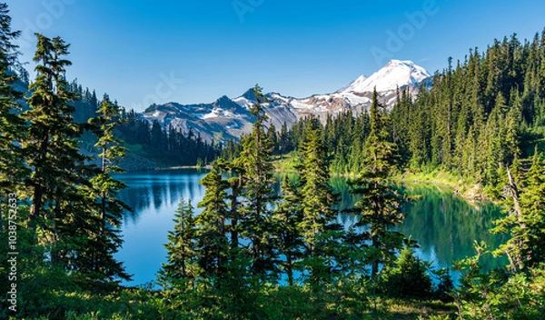Obraz Mt. Baker landscape with lake and mountains