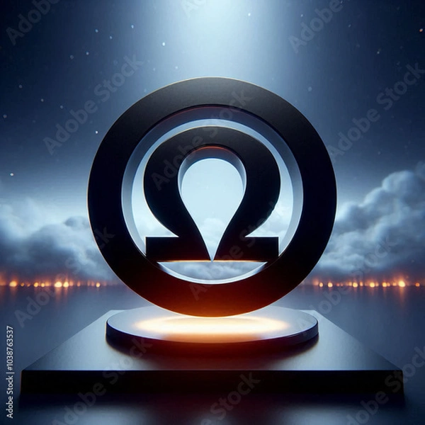 Obraz illustration of a symbol omgea glittering golden symbol