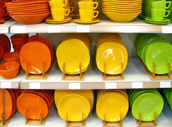 Obraz Colorful plates and cups