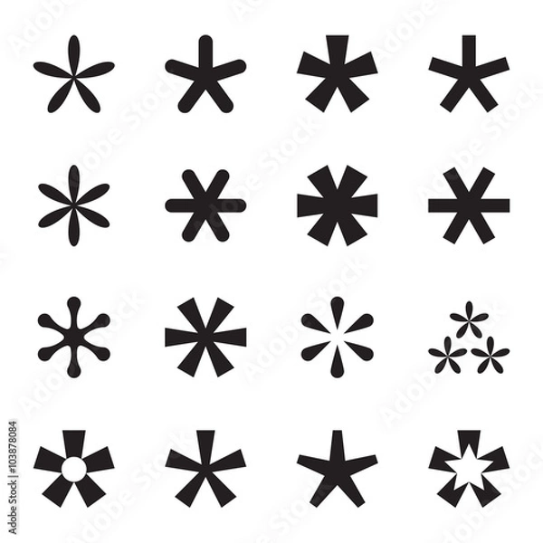 Fototapeta Asterisk (footnote, star) icons set. Vector illustration