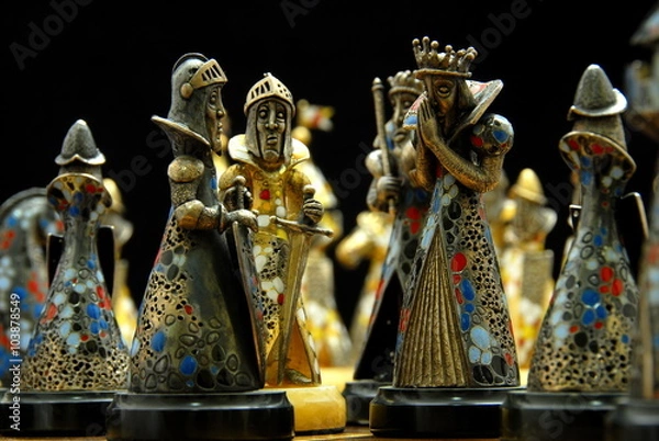 Obraz Exclusive Spanish chess made of silver, gold and precious stones.