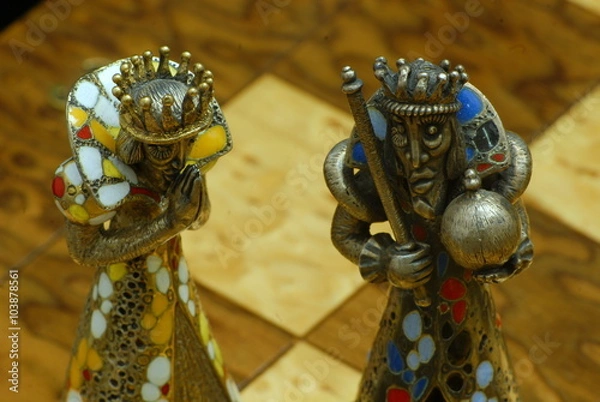 Obraz Exclusive Spanish chess made of silver, gold and precious stones.