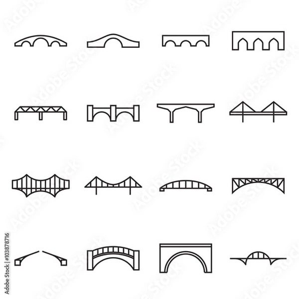 Fototapeta Bridge icons. Vector illustration