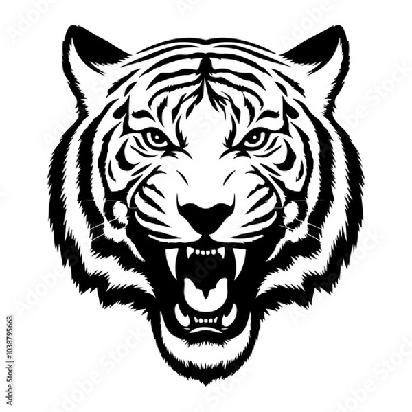 Obraz Tiger icon vector black and white concept