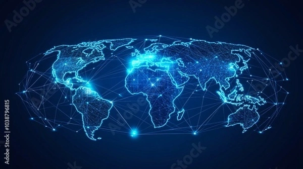 Fototapeta A Digital Network Depicting Global Connectivity