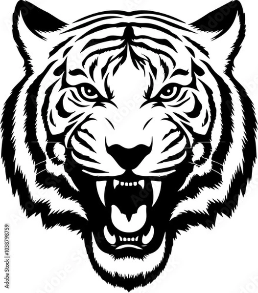 Obraz Tiger icon vector black and white concept