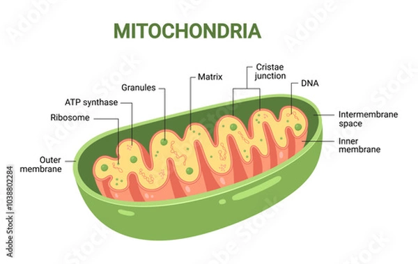 Fototapeta Vector diagram of Mitochondria. Cross-section view. Medical infographics