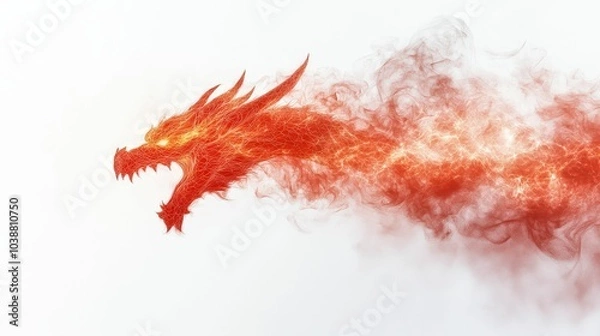 Fototapeta Illustration for a cloud shaped like a dragon breathing fire