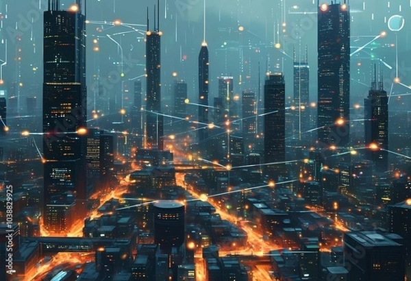 Fototapeta smart city nodes