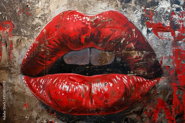 Obraz red lips with lipstick