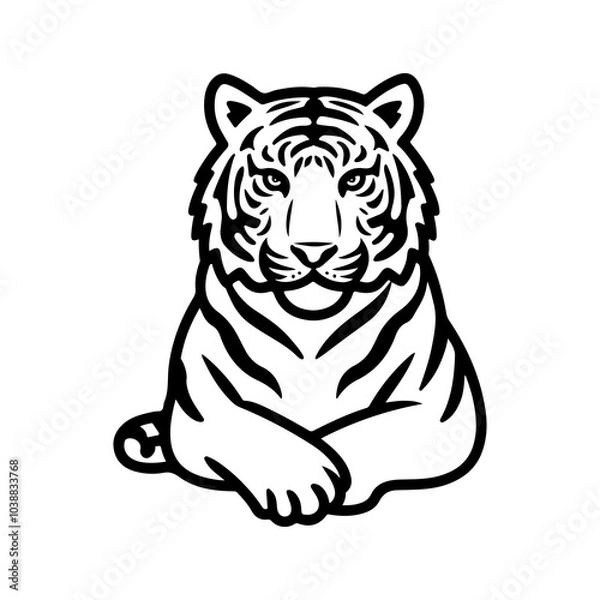 Obraz Tiger icon vector black and white concept