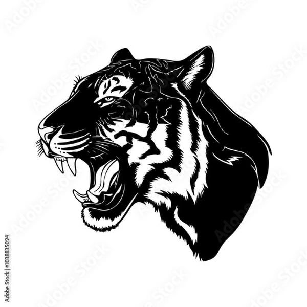 Obraz Tiger icon vector black and white concept