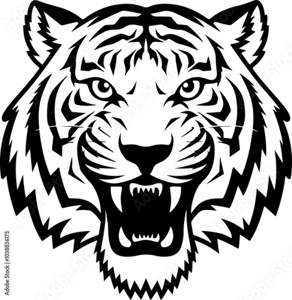 Obraz Tiger icon vector black and white concept