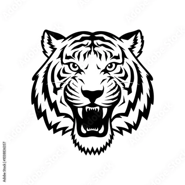 Obraz Tiger icon vector black and white concept