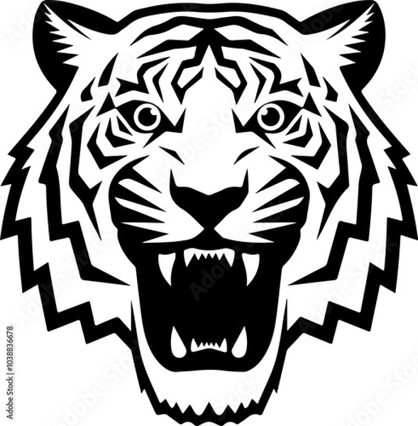 Obraz Tiger icon vector black and white concept