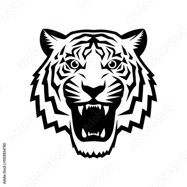 Obraz Tiger icon vector black and white concept