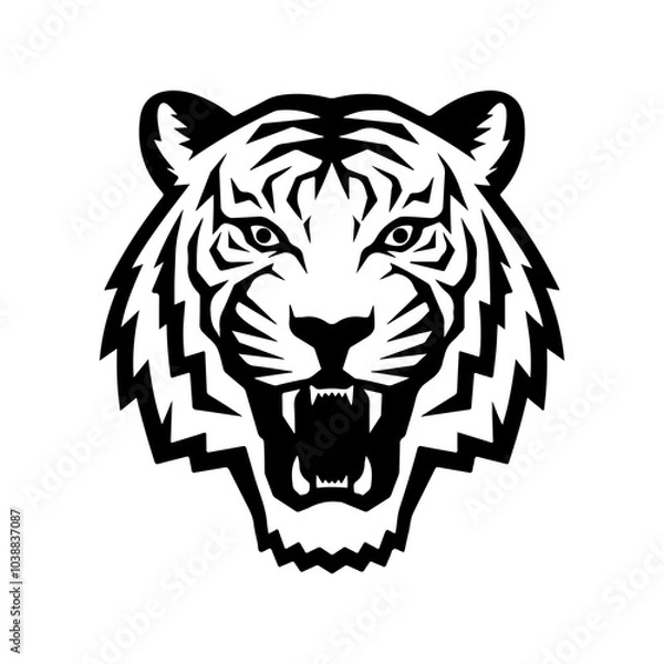 Obraz Tiger icon vector black and white concept