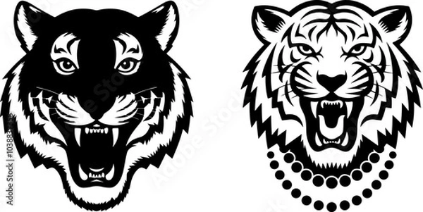 Obraz Tiger icon vector black and white concept