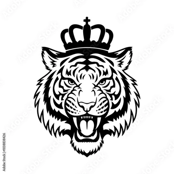 Obraz Tiger icon vector black and white concept