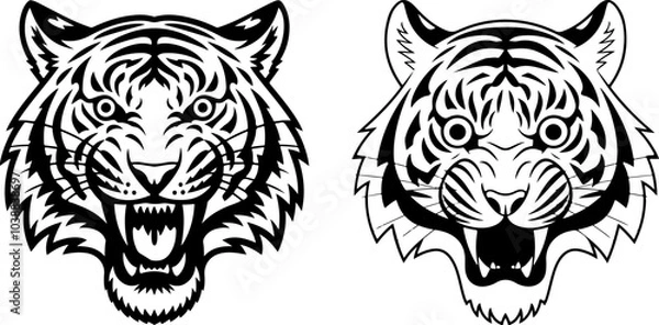 Obraz Tiger icon vector black and white concept