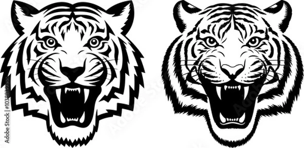 Obraz Tiger icon vector black and white concept