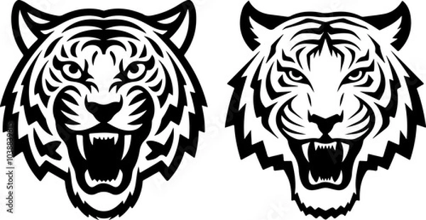 Obraz Tiger icon vector black and white concept