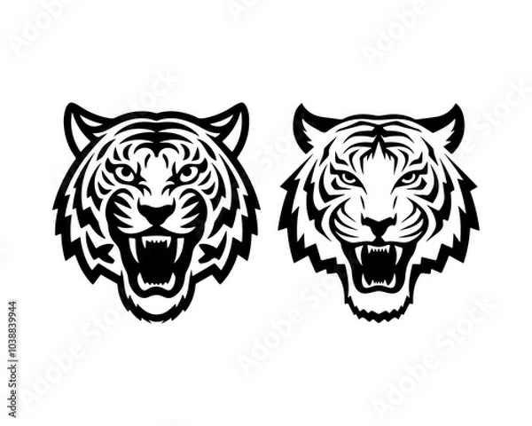 Obraz Tiger icon vector black and white concept
