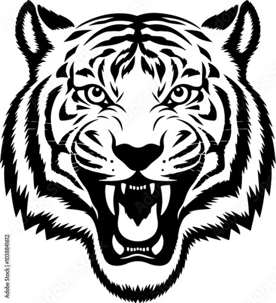 Obraz Tiger icon vector black and white concept