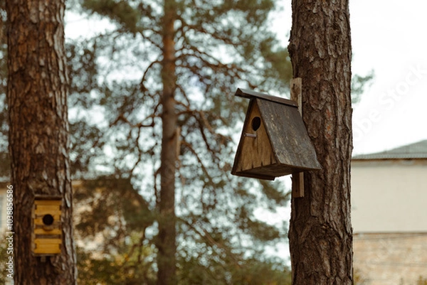 Obraz Birdhouse on Pine Tree