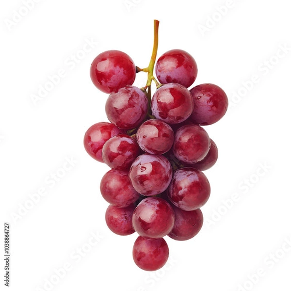 Fototapeta red grapes bunch isolated on white background. Generative AI