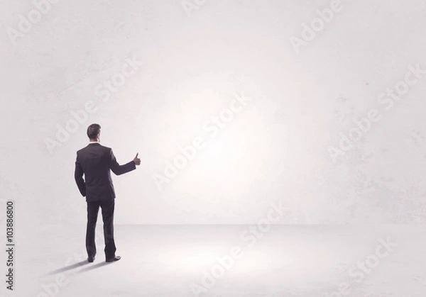 Fototapeta Finance worker standing in pure nothing