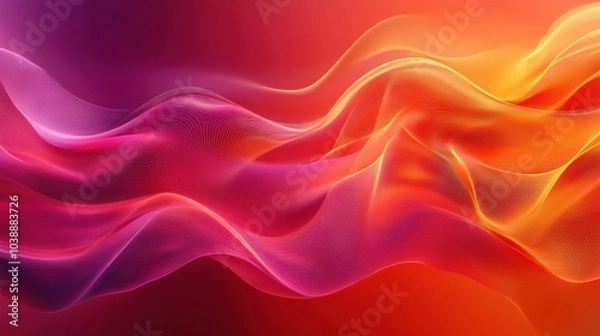 Fototapeta An abstract digital background featuring colorful waves in red, orange, and purple tones flowing gracefully, creating a modern and vibrant design.