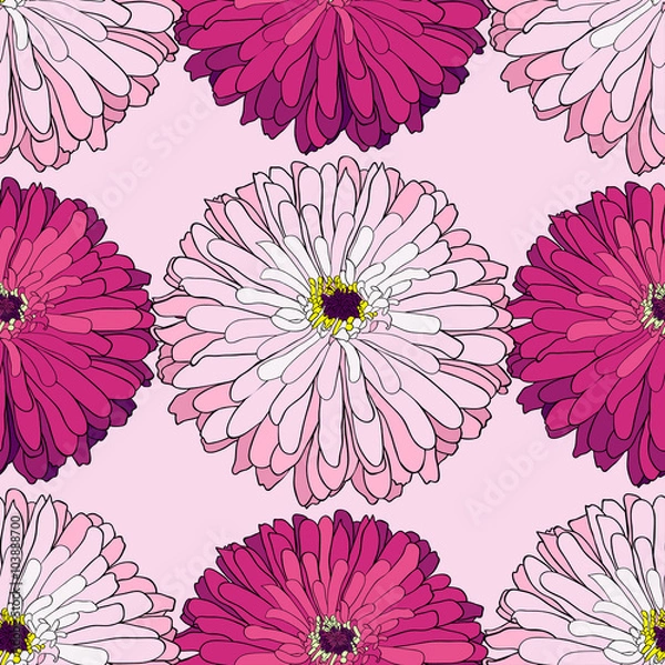 Fototapeta Zinnia seamless pattern