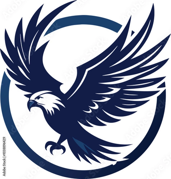 Fototapeta Blue Eagle Soaring Circle Logo Design