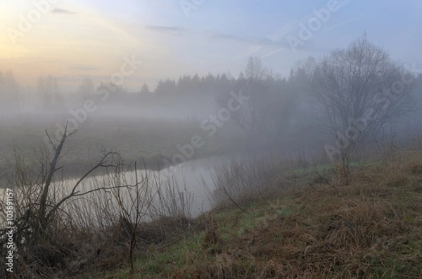 Obraz Spring landscape with river