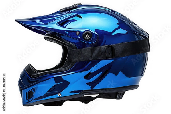 Fototapeta Blue Off-Road Helmet isolated on transparent background, png file, no background png file