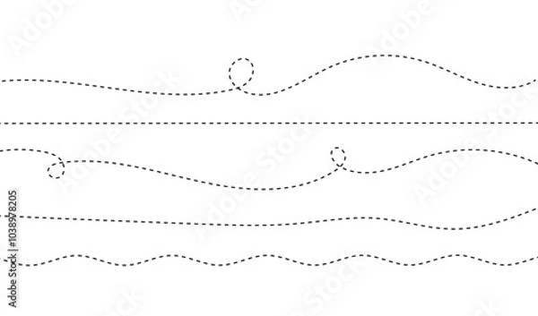 Fototapeta Path travel dotted line trip dashed trace destination track plan and silhouette, travelling symbol . Transport dot pathes lines traces tourism design vector illustration. EPS 10 