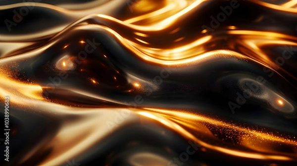 Obraz Abstract Gold Liquid Waves 3D Rendering