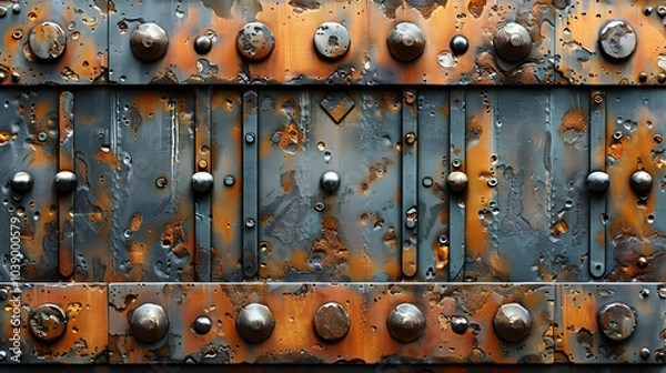 Fototapeta Rusty Metal Texture Background with Rivets