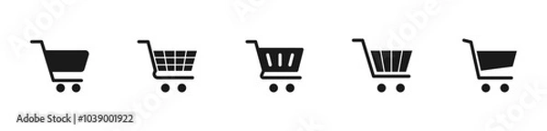 Obraz Shopping cart icon set. Trolley icon. Shopping basket icon. Online shopping button. Vector illustration.