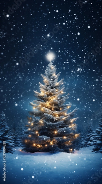 Fototapeta Christmas tree with stars